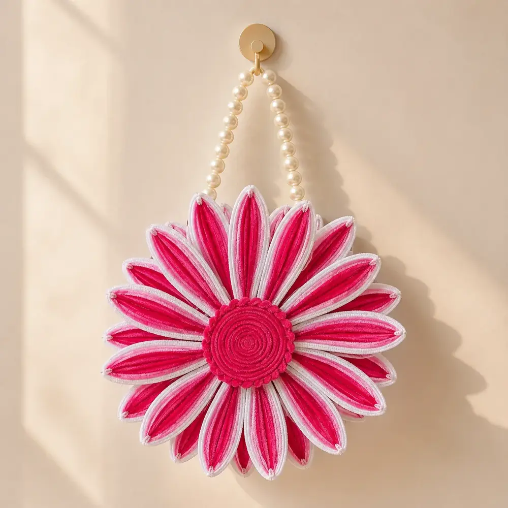 Handmade Pink Flower Pipe Cleaner Purse by TanuArtVibes Studio